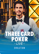 Three Card Poker Live live casino spel van Evolution bij Aphrodite Casino